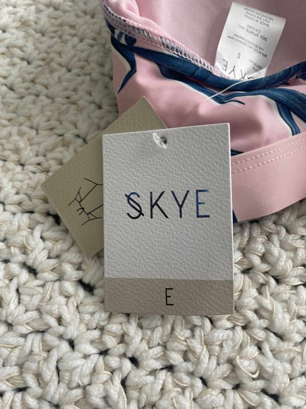 Skye Swimwear Pink Bikini Top with Blue Floral Print - Picture 4 of 4